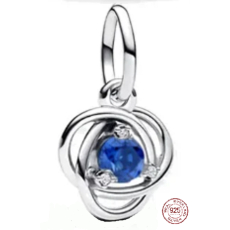 Charm Sterlingové stříbro 925 Modrý kruh věčnosti září, přívěsek na náramek symbol