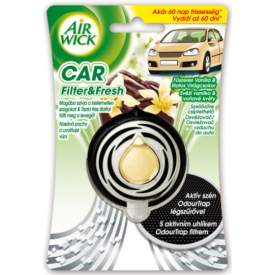 Air Wick Car Filter & Fresh Svěží vanilka a voňavé květy osvěžovač vzduchu 3 ml