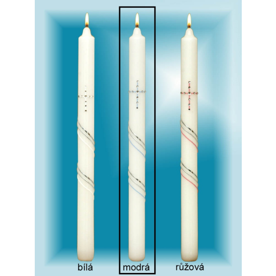 Lima Kostelní křestní - Sv.Přijímání svíčka se zirkony modrá č.4 36 cm 1 kus