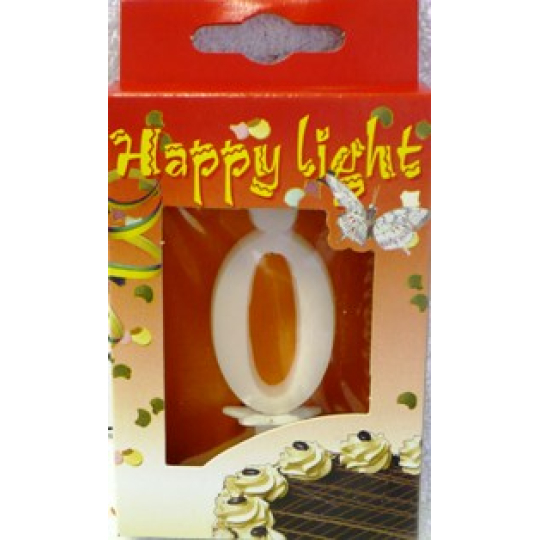 Happy light Dortová svíčka číslice 0 v krabičce