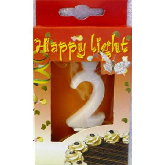 Happy light Dortová svíčka číslice 2 v krabičce