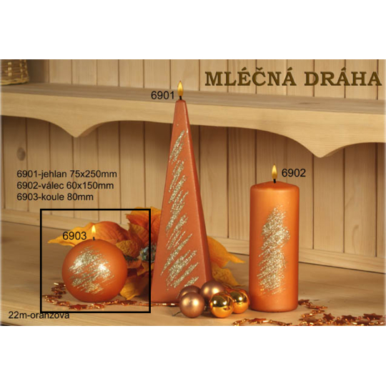 Lima Mléčná dráha svíčka oranžová koule 80 mm 1 kus
