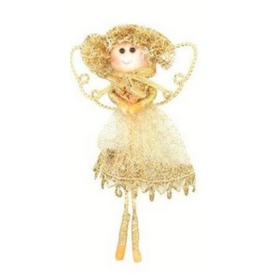 Andělská panenka zlatá na zavěšení 15 cm