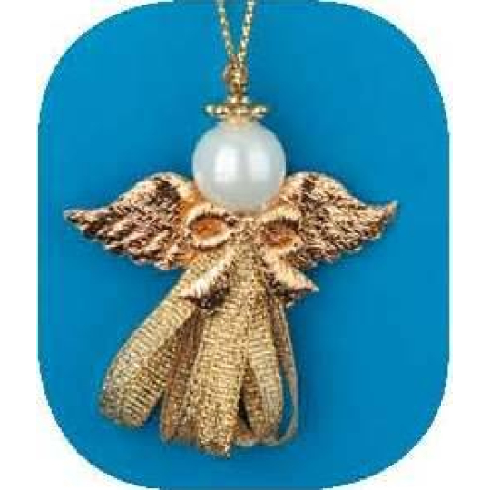 Anděl s perlou zlatý na zavěšení 5 cm 6 kusů