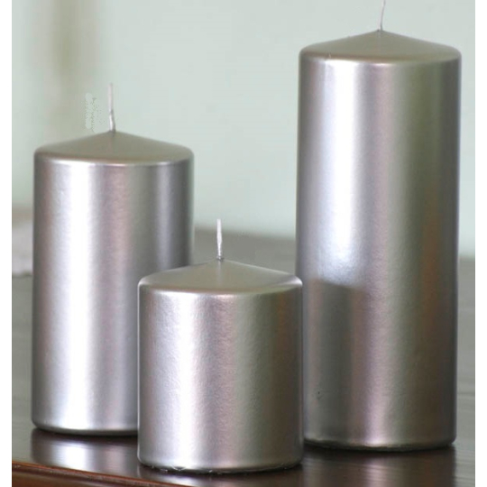Lima Metal Série svíčka stříbrná válec 60 x 120 mm 1 kus