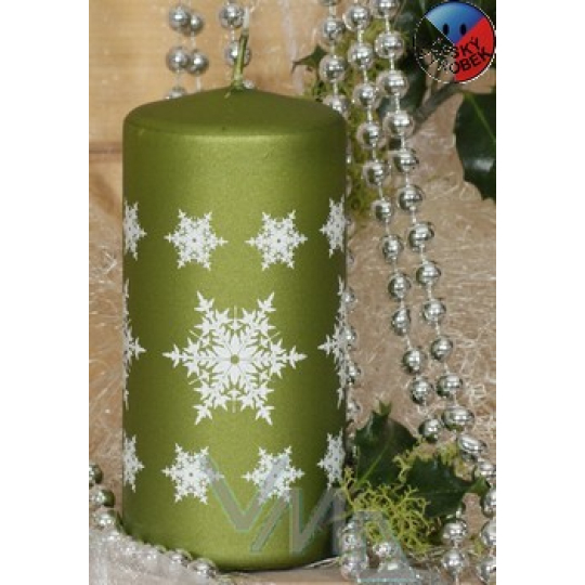 Lima Snowflake svíčka světle zelená válec 60 x 120 mm 1 kus