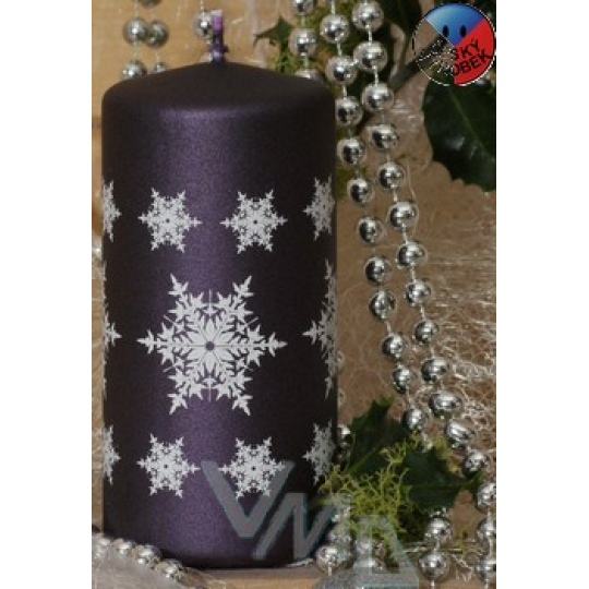Lima Snowflake svíčka tmavě fialová válec 60 x 120 mm 1 kus