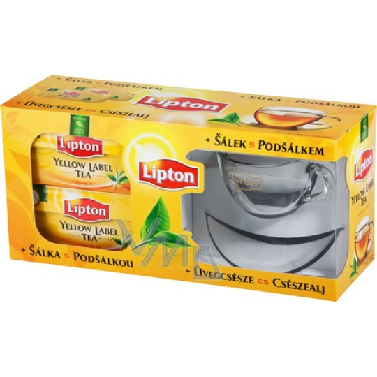 Lipton Yellow Label Tea 2 x čaj a skleněný šálek s podšálkem 50 x 2 g