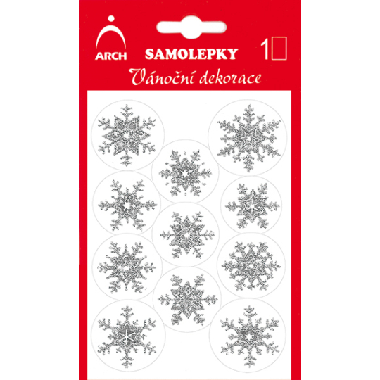 Arch Holografické dekorační samolepky vánoční s glitry 708-SG stříbrno-stříbrné 8,5 x 12,5 cm