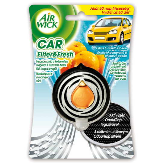 Air Wick Car Filter & Fresh Exotický pomeranč a chladivý oceán osvěžovač 3 ml