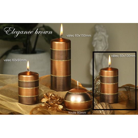 Lima Elegance Brown svíčka měděná válec 50 x 100 mm 1 kus