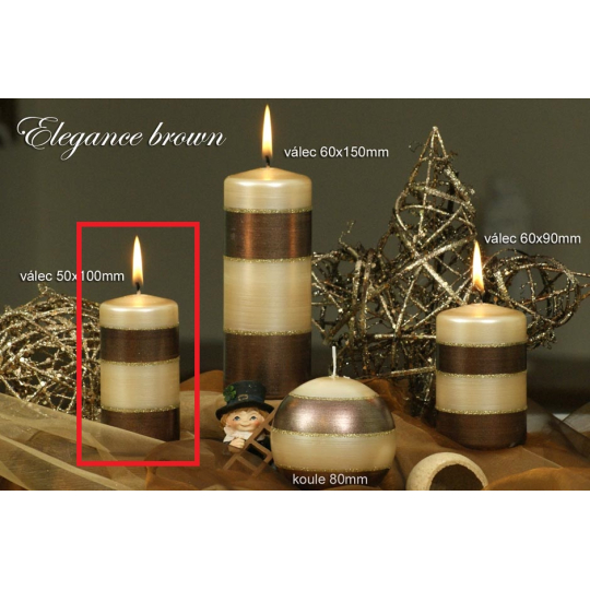 Lima Elegance Brown svíčka béžová válec 50 x 100 mm 1 kus