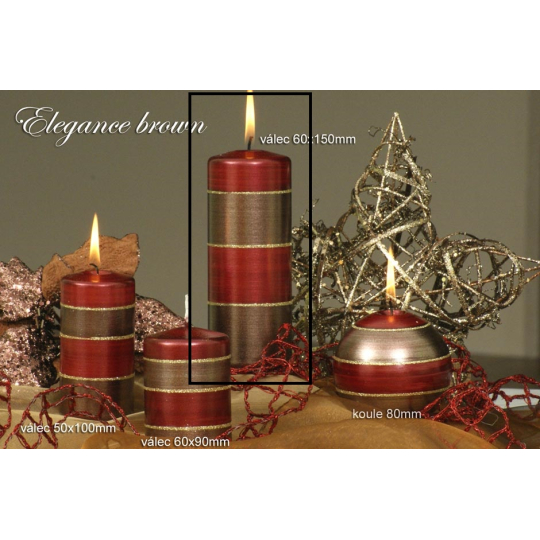 Lima Elegance Brown svíčka červená válec 60 x 150 mm 1 kus
