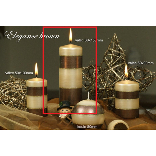 Lima Elegance Brown svíčka béžová válec 60 x 150 mm 1 kus
