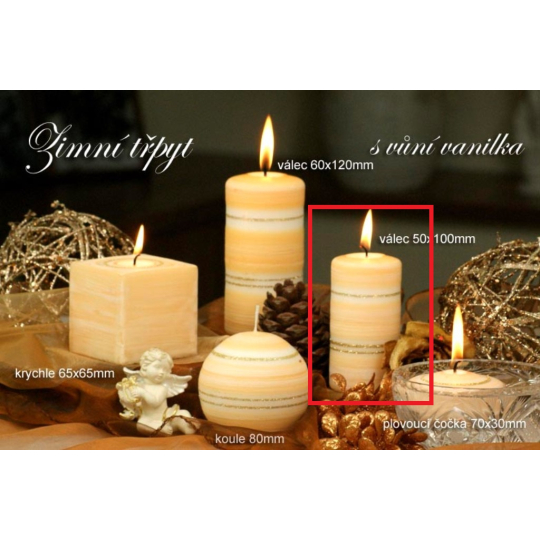 Lima Zimní třpyt Vanilka vonná svíčka válec 50 x 100 mm 1 kus