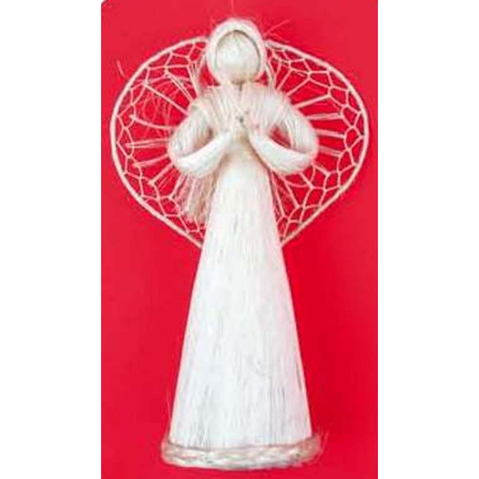 Anděl s proplétanými křídly abaca 16 cm