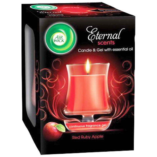 Air Wick Eternal Scents Rubínově červená jablka vonná svíčka ve skle 130 g