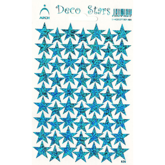 Arch Holografické dekorační samolepky modré hvězdičky 1 arch