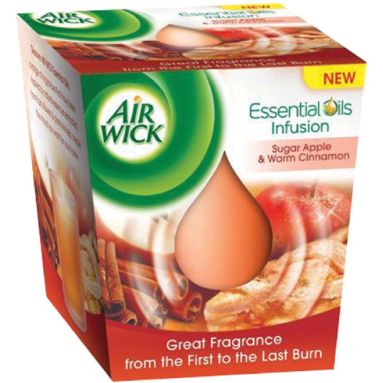 Air Wick Essential Oils Infusion Sugar Červené jablko & Svařené víno vonná svíčka ve skle 105 g