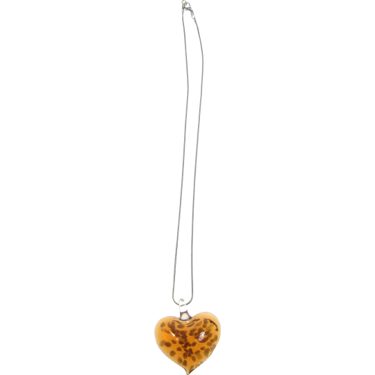 Náhrdelník stříbrný se skleněným oranžovým srdcem 45 cm