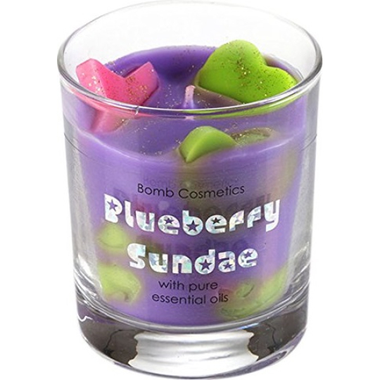 Bomb Cosmetics Borůvka - Blueberry Sundae Glass Candle Vonná přírodní, ručně vyrobena svíčka ve skle hoří až 35 hodin