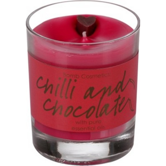 Bomb Cosmetics Chilli a čokoláda - Chilli and Chocolate Glass Candle Vonná přírodní, ručně vyrobena svíčka ve skle hoří až 35 hodin