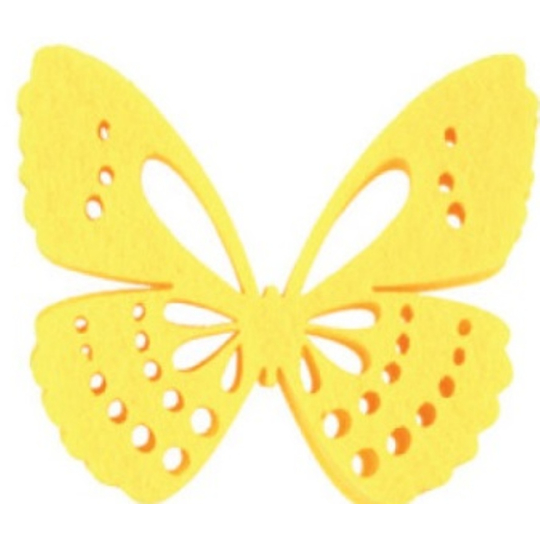 Motýl z filcu žlutý dekorace 6 cm