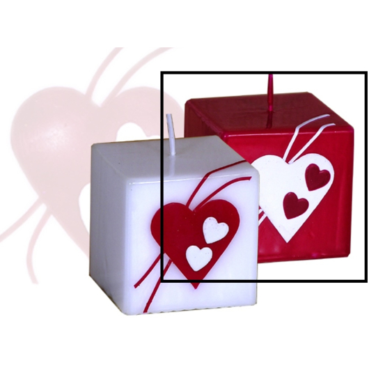 Lima Valentýnská svíčka červená srdce krychle 65 x 65 mm 1 kus