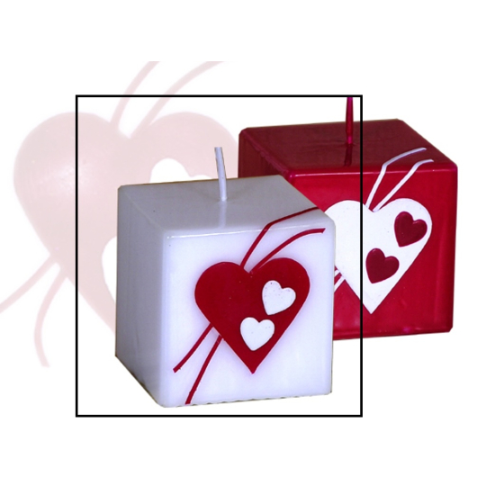 Lima Valentýnská svíčka bílá srdce krychle 65 x 65 mm 1 kus