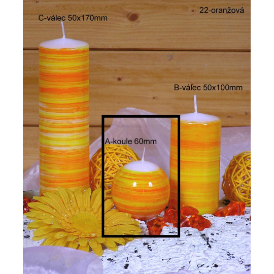 Lima Twist svíčka oranžová koule 60 mm 1 kus