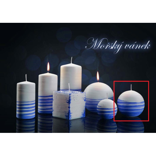 Lima Aromatická spirála Mořský vánek svíčka bílo - modrá koule průměr 80 mm 1 kus