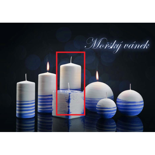 Lima Aromatická spirála Mořský vánek svíčka bílo - modrá válec 70 x 150 mm 1 kus