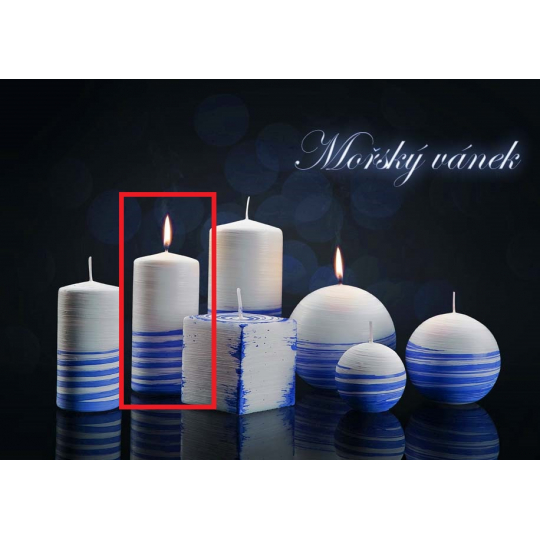 Lima Aromatická spirála Mořský vánek svíčka bílo - modrá válec 60 x 120 mm 1 kus