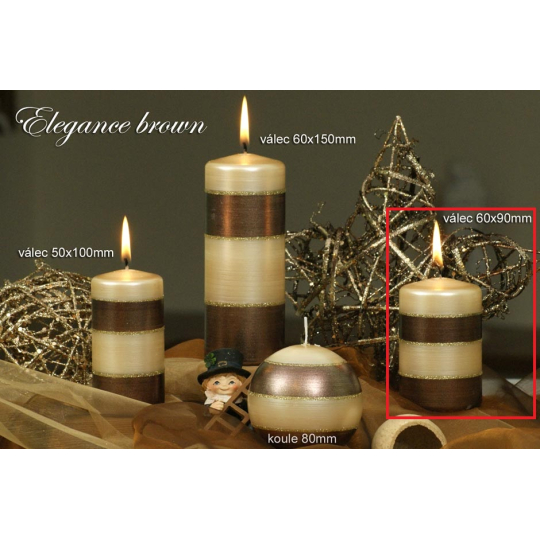 Lima Elegance Brown svíčka béžová válec 60 x 90 mm 1 kus