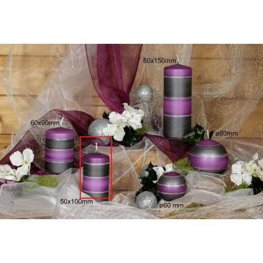 Lima Elegance Gray svíčka fialová válec 50 x 100 mm 1 kus