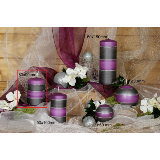Lima Elegance Gray svíčka fialová válec 60 x 90 mm 1 kus