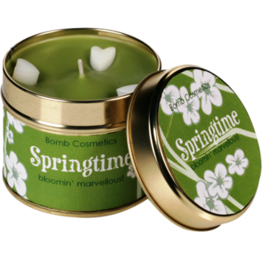 Bomb Cosmetics Jarní čas - Springtime Vonná přírodní, ručně vyrobena svíčka v plechové dóze hoří až 35 hodin