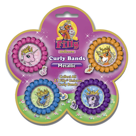 Filly Unicorn Curly Band náramek s přívěskem koníka 4 kusy, doporučený věk 3+