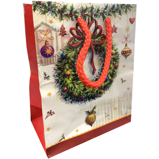 EP Line Dárková papírová taška 11 x 14,5 x 6,5 cm Vánoční věnec