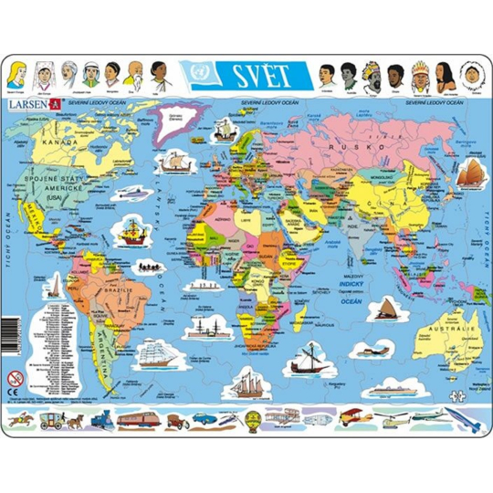 Clementoni Puzzle Maxi Mapa světa 107 dílků, doporučený věk 9+